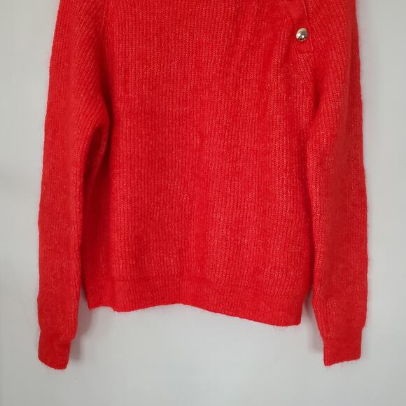 Sezane La Maille Rudy Jumper Mohair Mock Neck Sweater Red Knit Stretch Size M - Picture 6 of 9